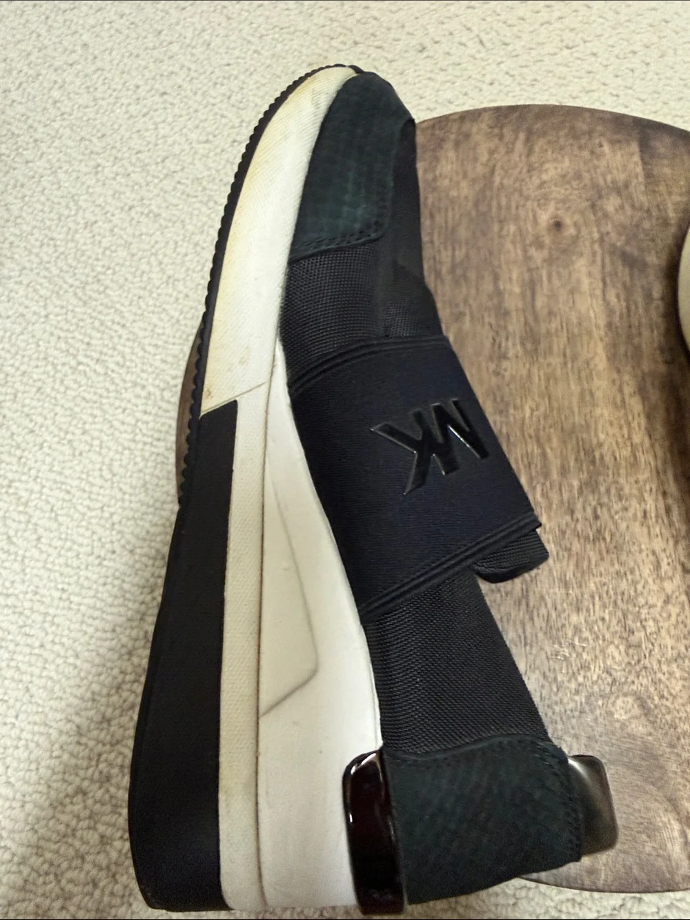 Michael Kors Black Slip-On Sneakers with Metallic Gold Heel